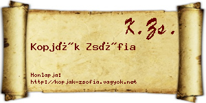 Kopják Zsófia névjegykártya